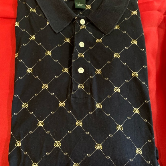 Brooks Brothers Country Club Men’s Polo Shirt Short Sleeve Navy w Gold Large - Picture 2 of 9